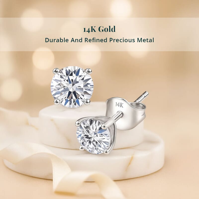  Luxuriant Lab Grown Diamond SI 1.00 ctw Solitaire Stud Earrings in 14K White Gold