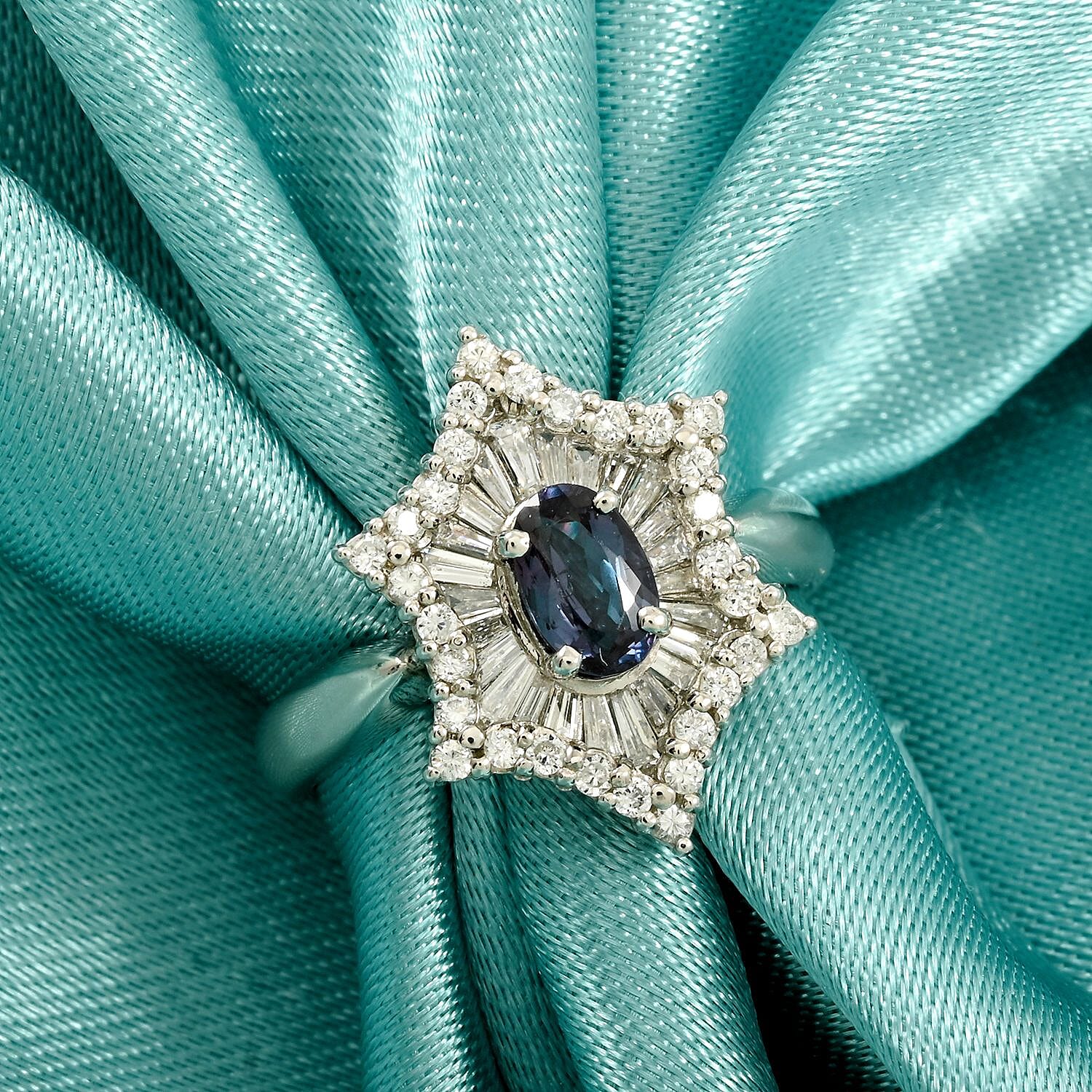 Chairman Vault Collection Certified & Appraised  900 Platinum AAAA Brazilian Alexandrite, Diamond (E-F, VS) (0.62 cts) Ring (Size 7.0) (7.45 g) 1.34 ctw