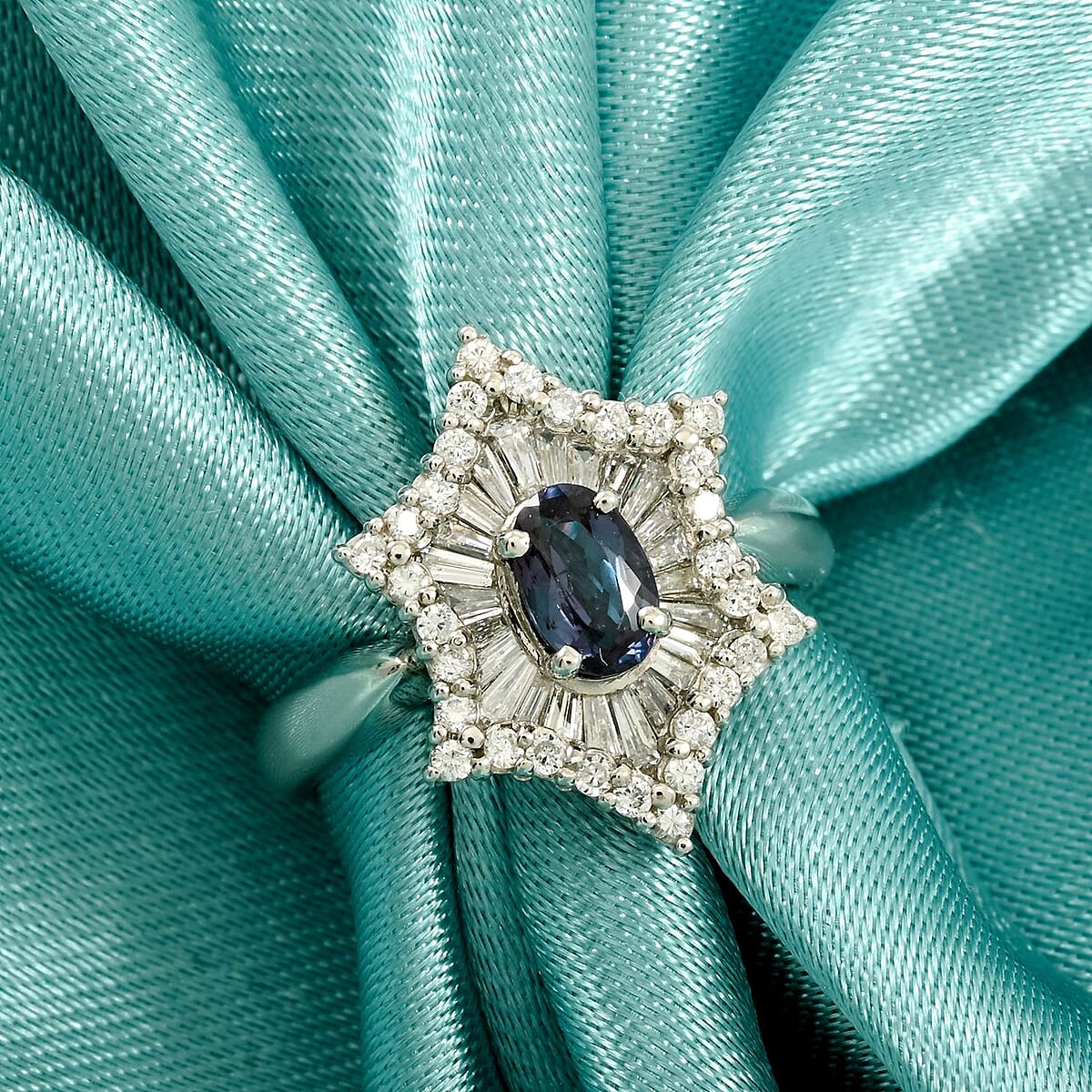 Chairman Vault Collection Certified & Appraised  900 Platinum AAAA Brazilian Alexandrite, Diamond (E-F, VS) (0.62 cts) Ring (Size 7.0) (7.45 g) 1.34 ctw image number 1