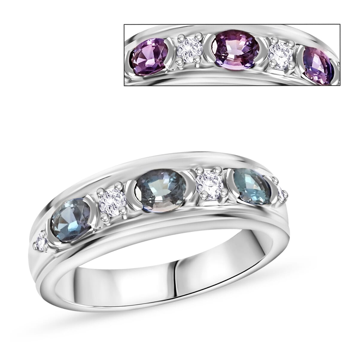 Chairman Vault Collection Certified & Appraised AAAA Brazilian Alexandrite and E-F VS Diamond 0.71 ctw Ring in 900 Platinum (Size 6.0) 7.50 Grams image number 0