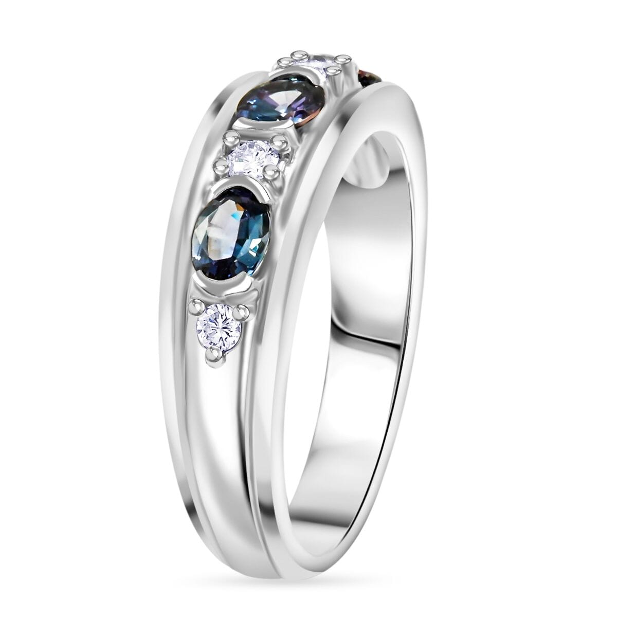 Chairman Vault Collection Certified & Appraised AAAA Brazilian Alexandrite and E-F VS Diamond 0.71 ctw Ring in 900 Platinum (Size 6.0) 7.50 Grams image number 3