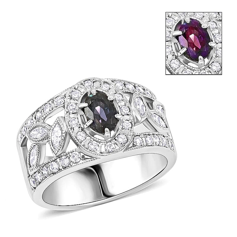 Chairman Vault Collection Certified & Appraised AAAA Brazilian Alexandrite and E-F VS Diamond 1.35 ctw Ring in 900 Platinum (Size 6.0) 12.83 Grams