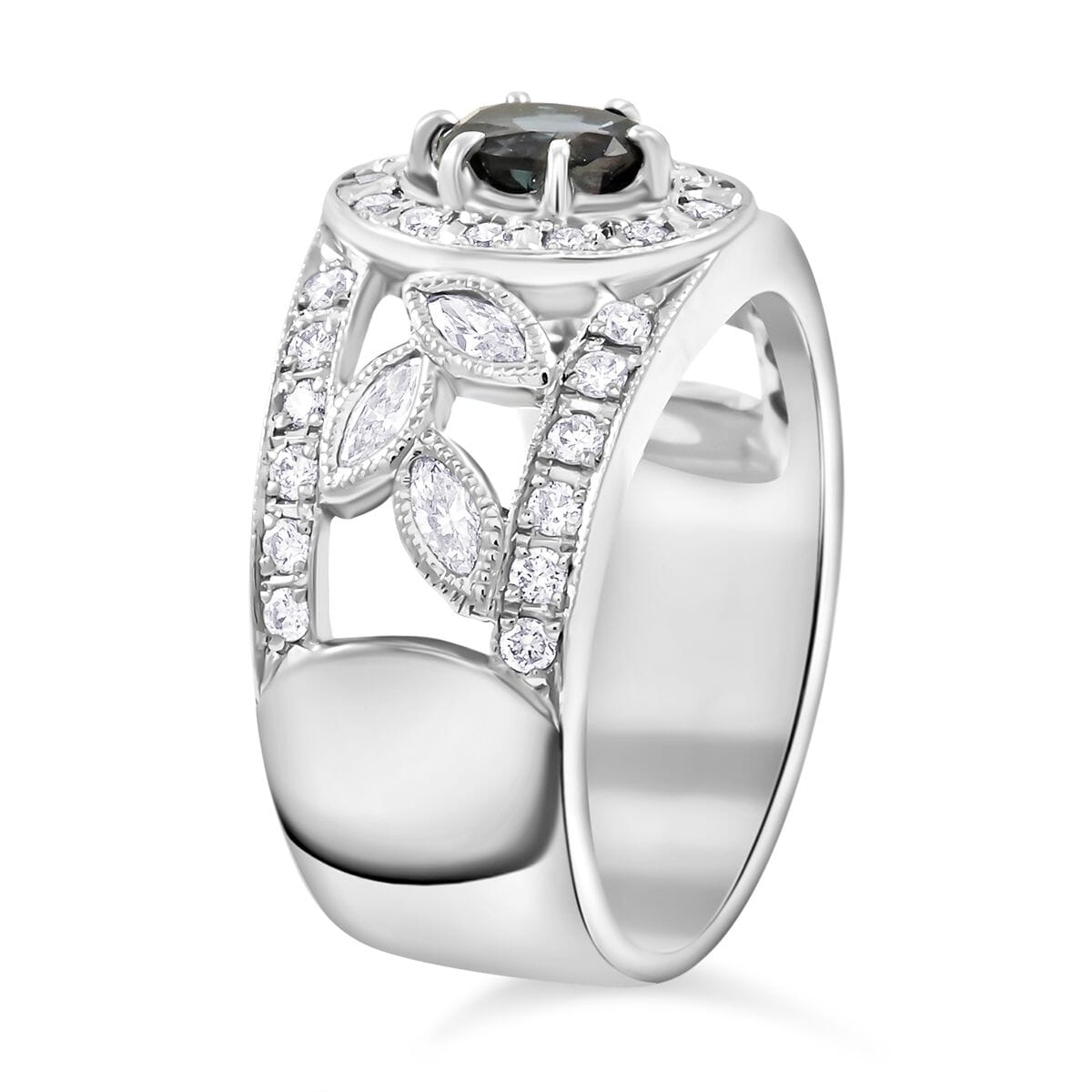 Chairman Vault Collection Certified & Appraised AAAA Brazilian Alexandrite and E-F VS Diamond 1.35 ctw Ring in 900 Platinum (Size 6.0) 12.83 Grams image number 3