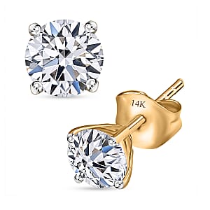 SGL Certified Luxuriant Lab Grown Diamond SI 1.00 ctw Solitaire Stud Earrings in 14K Yellow Gold