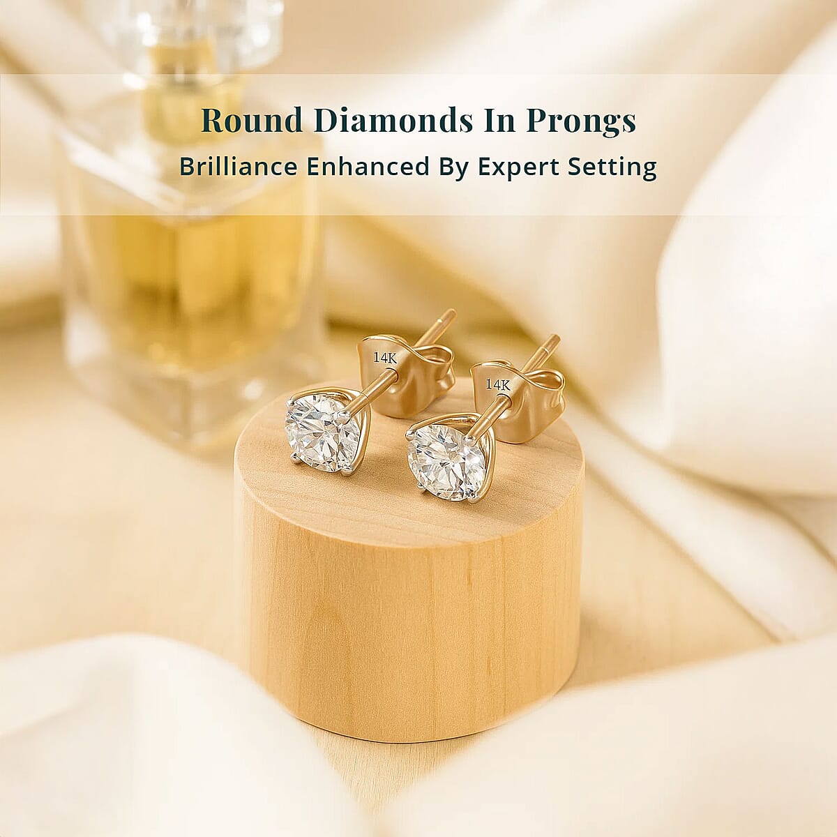 SGL Certified Luxuriant Lab Grown Diamond SI 1.00 ctw Solitaire Stud Earrings in 14K Yellow Gold image number 4