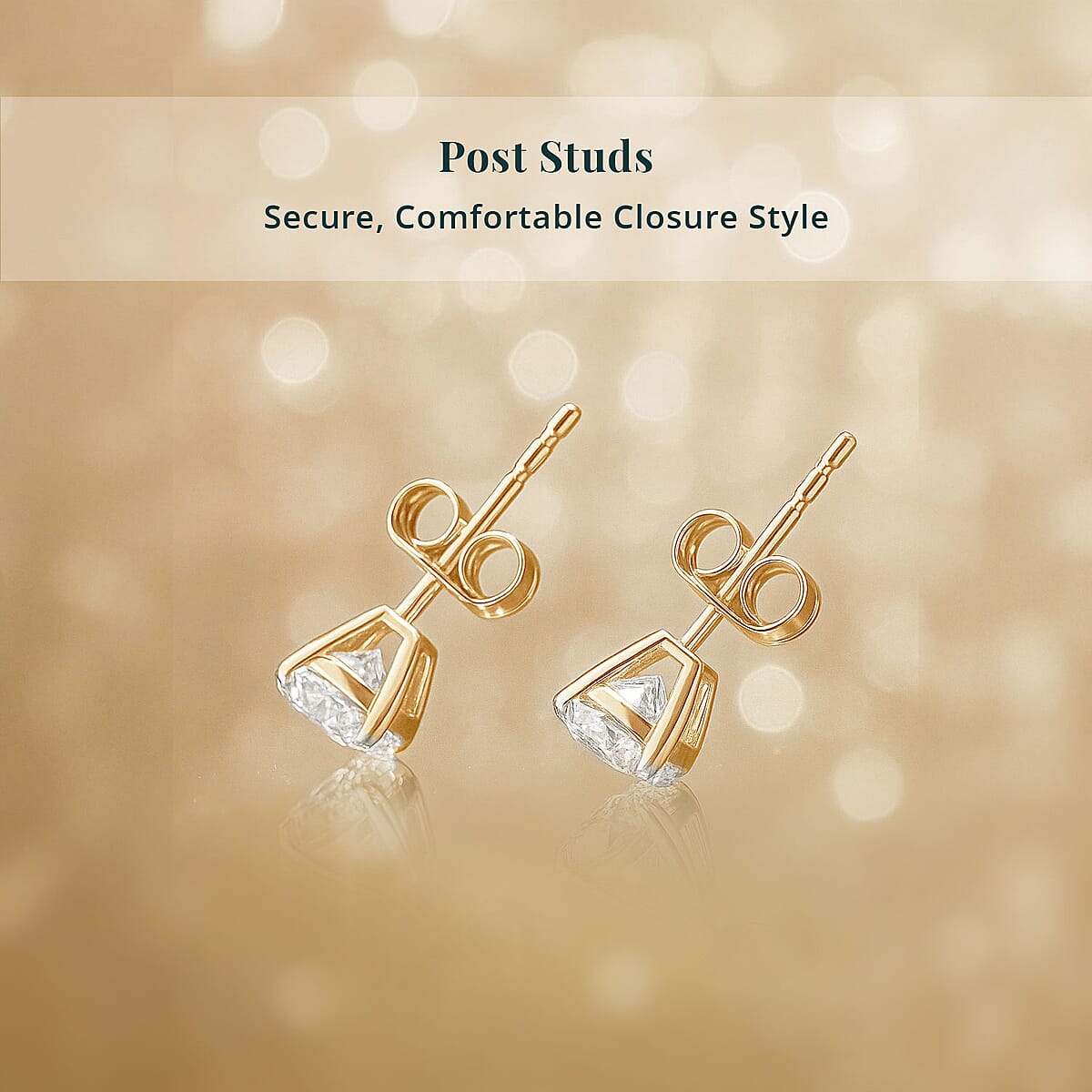 SGL Certified Luxuriant Lab Grown Diamond SI 1.00 ctw Solitaire Stud Earrings in 14K Yellow Gold image number 5