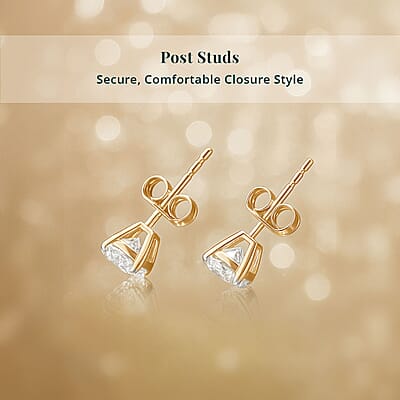 SGL Certified Luxuriant Lab Grown Diamond SI 1.00 ctw Solitaire Stud Earrings in 14K Yellow Gold