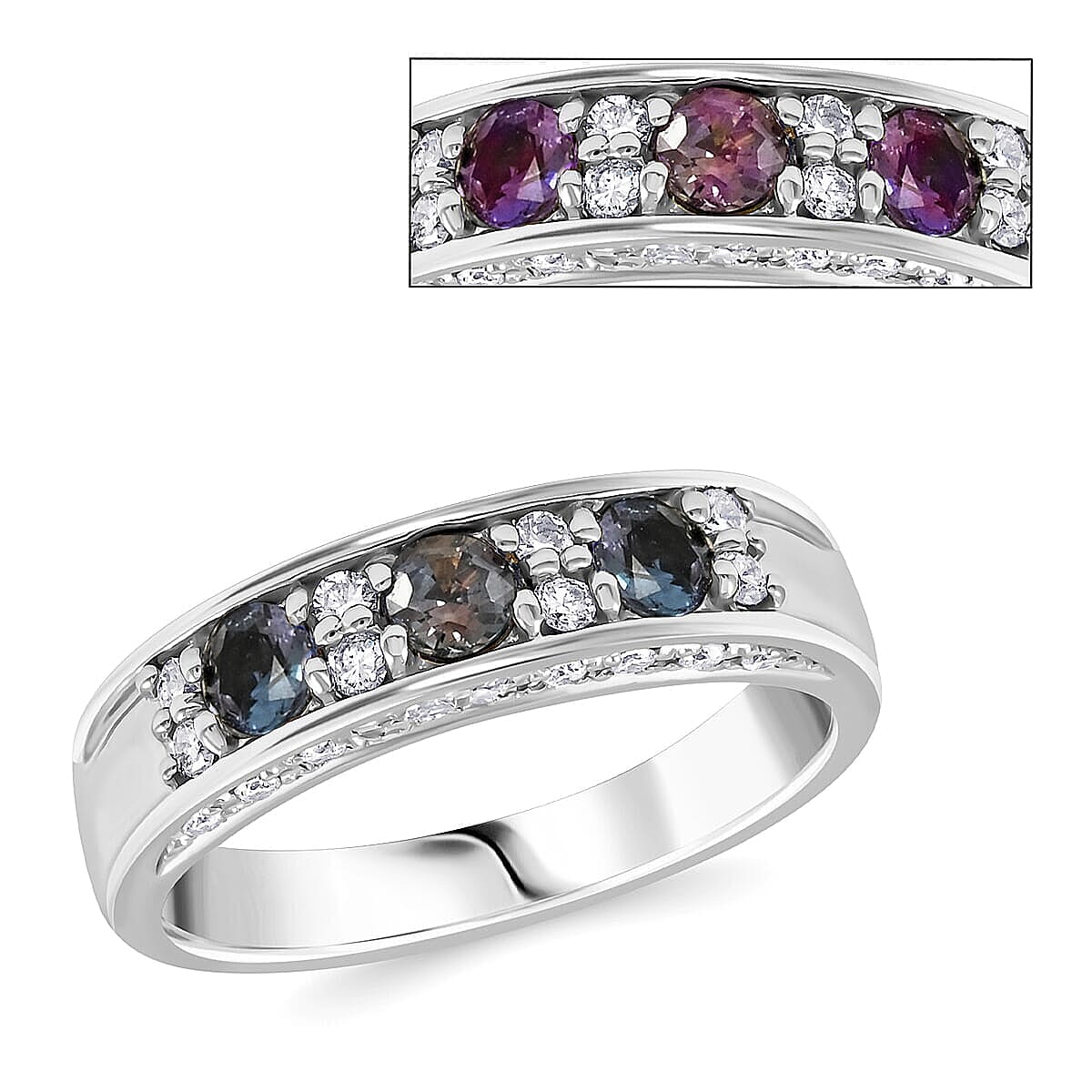 Chairman Vault Collection Certified & Appraised 900 Platinum AAAA Narsipatnam Alexandrite, Diamond (E-F, VS) (0.28 cts) Ring (Size 10.0) (9.30 g) 0.74 ctw