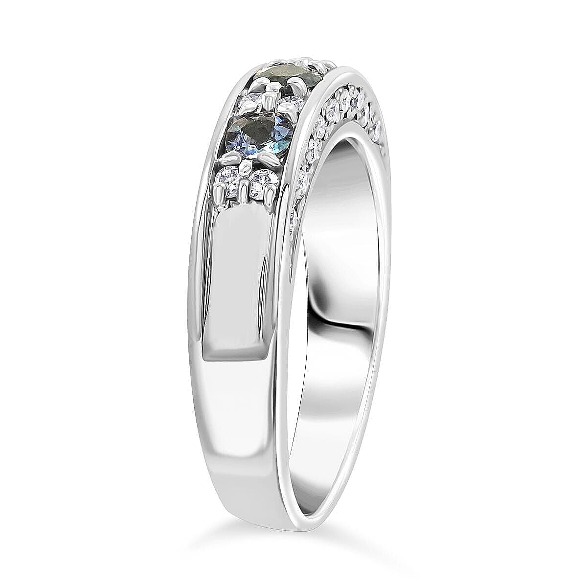 Chairman Vault Collection Certified & Appraised AAAA Brazilian Alexandrite and E-F VS Diamond 0.74 ctw Ring in 900 Platinum (Size 6.0) 9.30 Grams image number 3