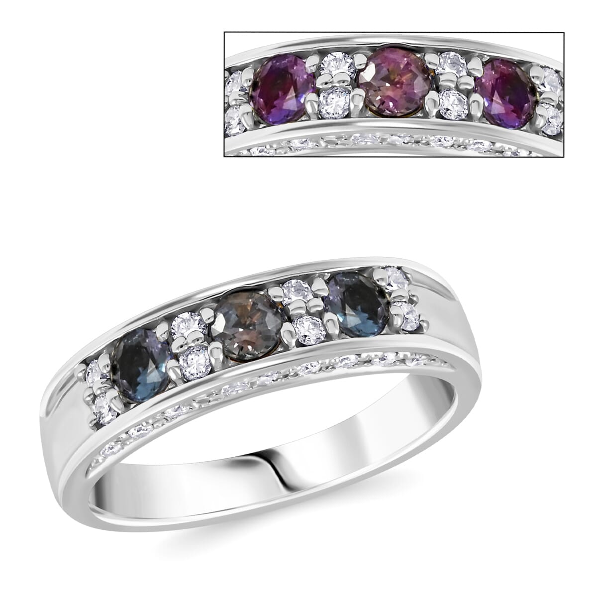 Chairman Vault Collection Certified & Appraised AAAA Brazilian Alexandrite and E-F VS Diamond 0.74 ctw Ring in 900 Platinum (Size 7.0) 9.30 Grams image number 0