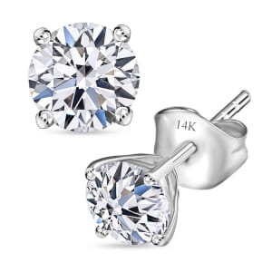 Luxuriant Lab Grown Diamond SI 1.50 ctw Solitaire Stud Earrings in 14K White Gold (Del. In 12-15 Days)