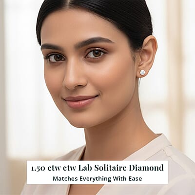 Luxuriant Lab Grown Diamond SI 1.50 ctw Solitaire Stud Earrings in 14K White Gold (Del. In 12-15 Days)