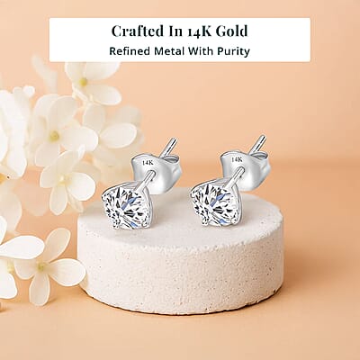 Luxuriant Lab Grown Diamond SI 1.50 ctw Solitaire Stud Earrings in 14K White Gold (Del. In 12-15 Days)