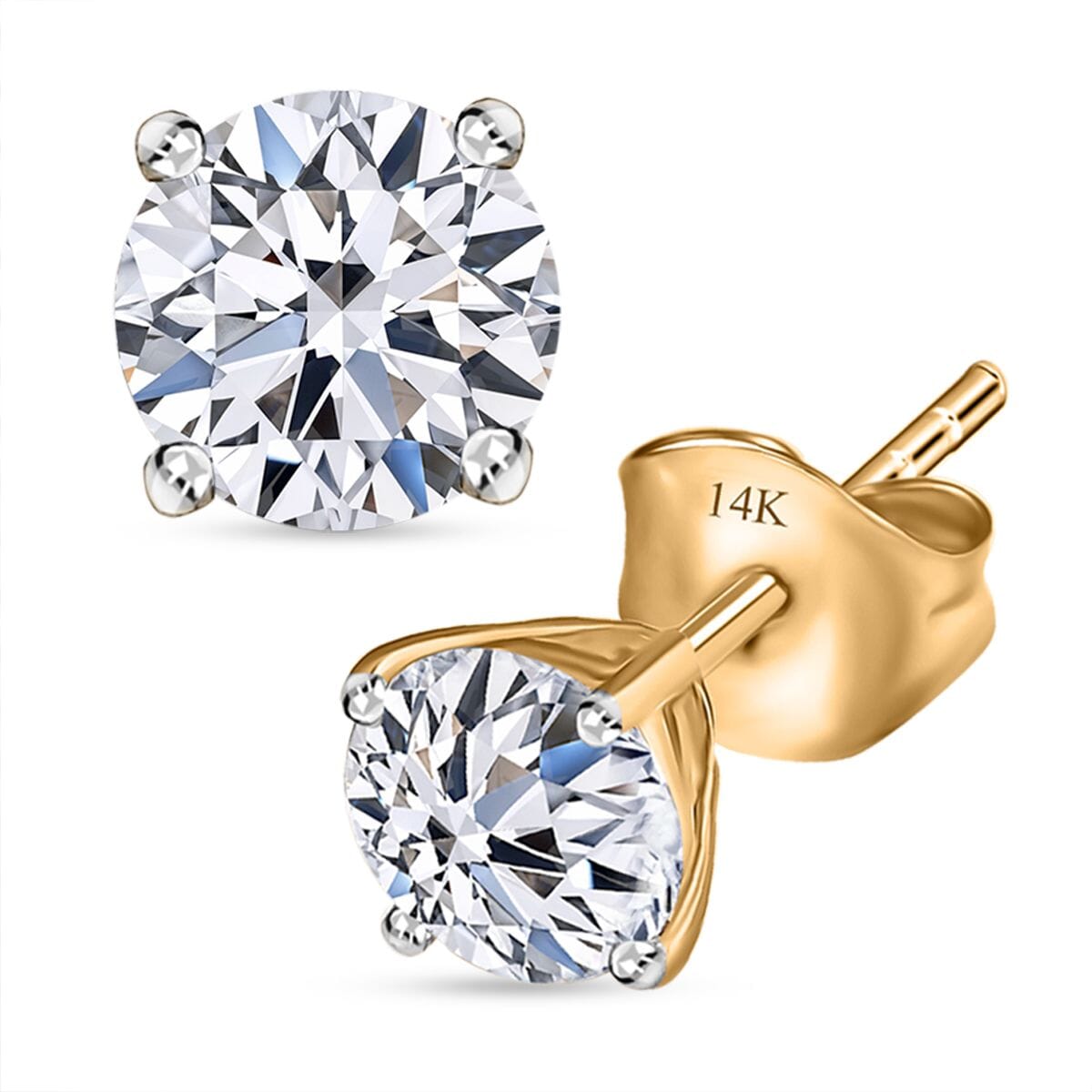Luxuriant Lab Grown Diamond SI 1.50 ctw Solitaire Stud Earrings in 14K Yellow Gold (Del. In 12-15 Days) image number 0