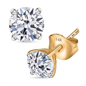 Luxuriant Lab Grown Diamond SI 1.50 ctw Solitaire Stud Earrings in 14K Yellow Gold (Del. In 12-15 Days)