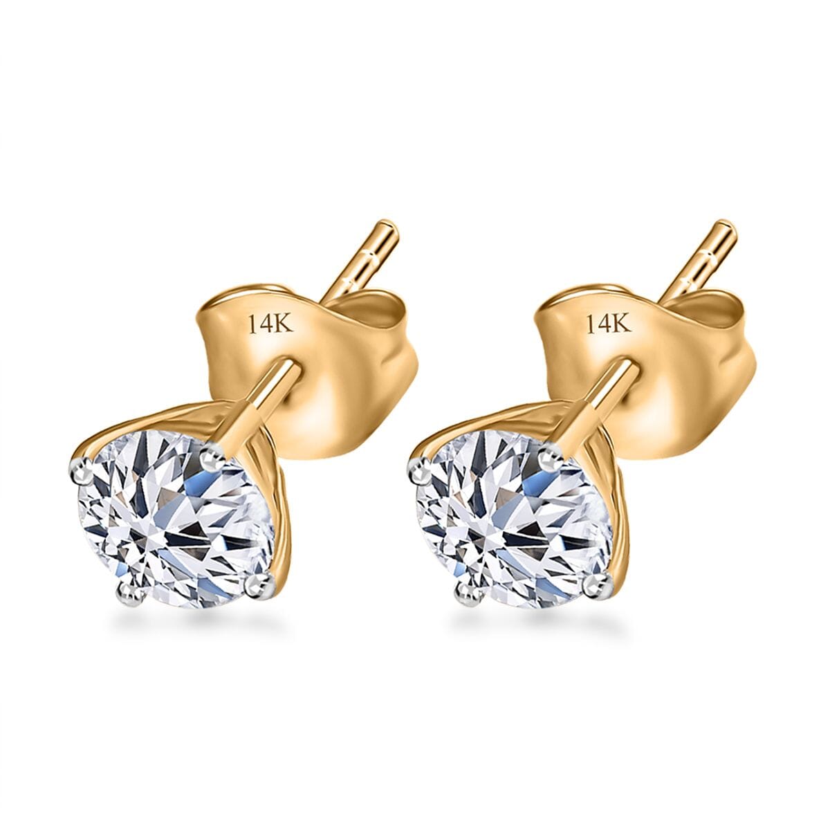 Luxuriant Lab Grown Diamond SI 1.50 ctw Solitaire Stud Earrings in 14K Yellow Gold (Del. In 12-15 Days) image number 3