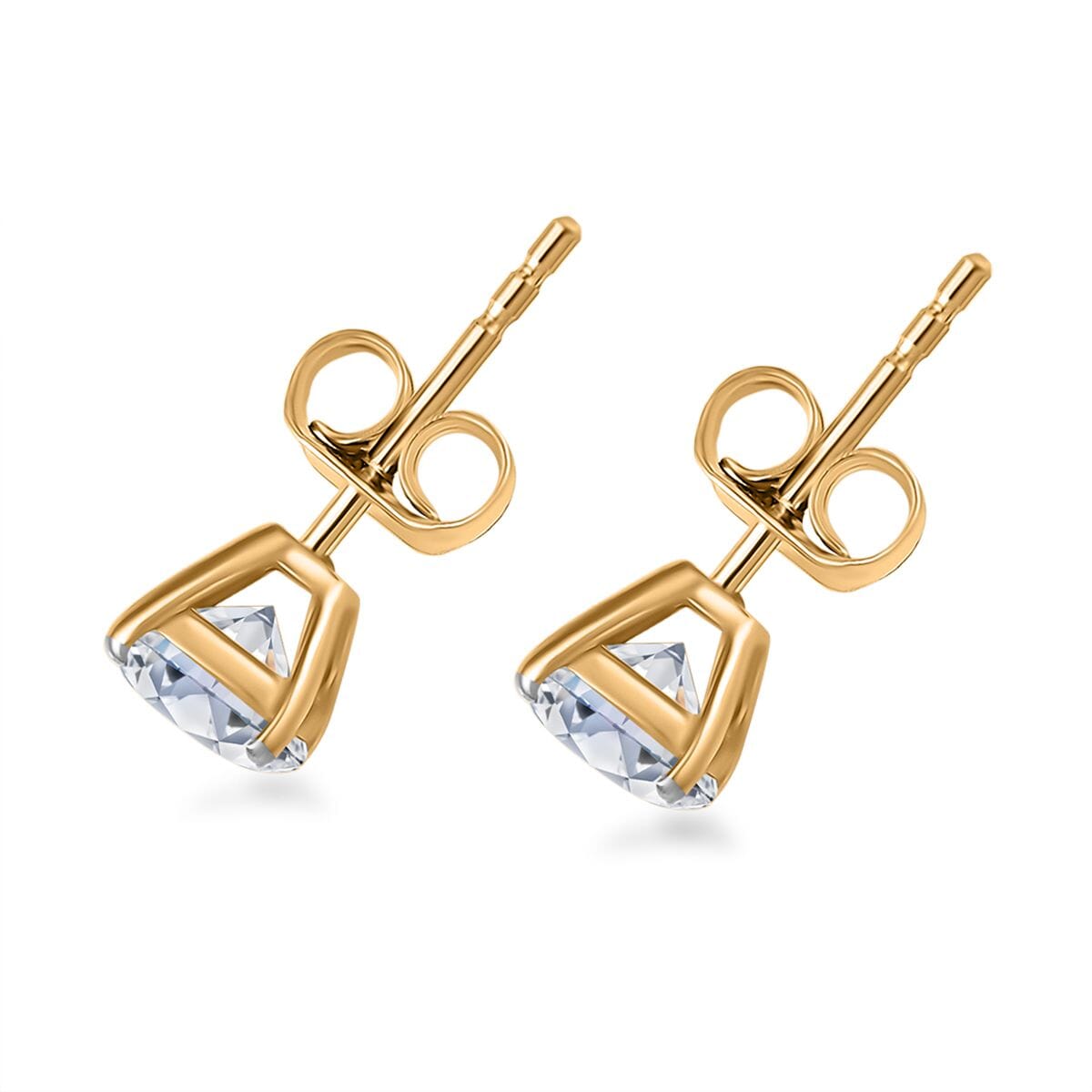 Luxuriant Lab Grown Diamond SI 1.50 ctw Solitaire Stud Earrings in 14K Yellow Gold (Del. In 12-15 Days) image number 4
