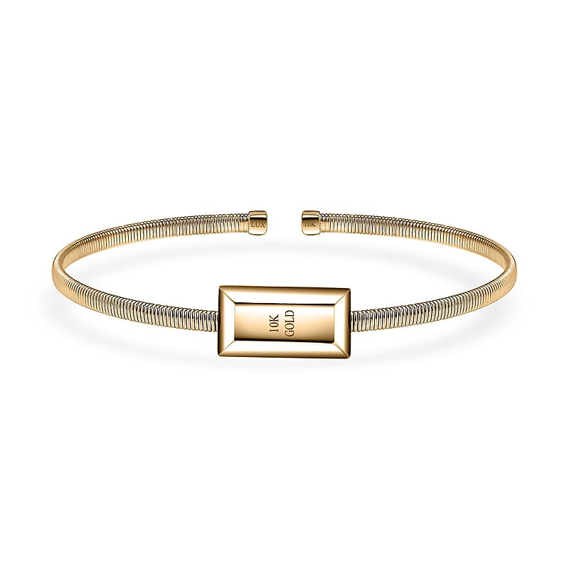 Luxoro Bar Bangle Bracelet in 10K Yellow Gold (7.25 In) 5.87g Included 2.49grams Titanium Weight