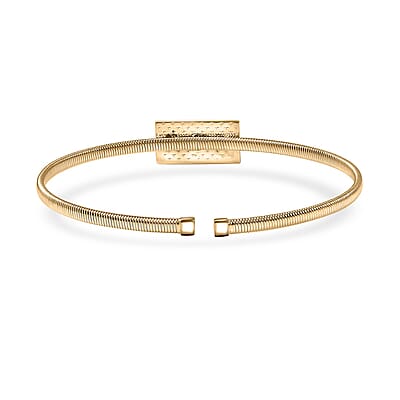 Luxoro Bar Bangle Bracelet in 10K Yellow Gold (7.25 In) 5.87g Included 2.49grams Titanium Weight