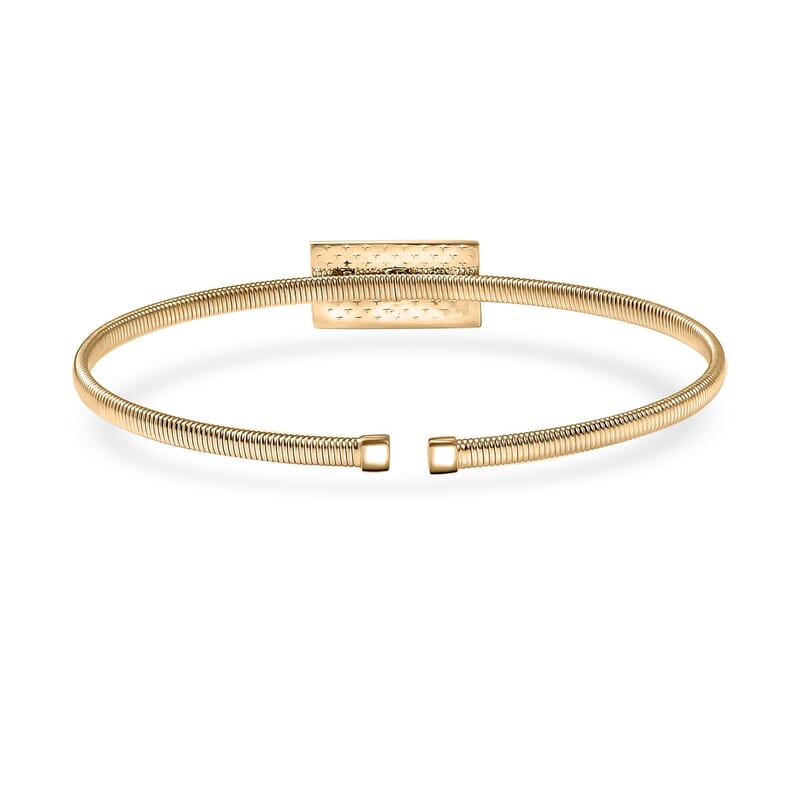 Luxoro Bar Bangle Bracelet in 10K Yellow Gold (7.25 In) 5.87g Included 2.49grams Titanium Weight