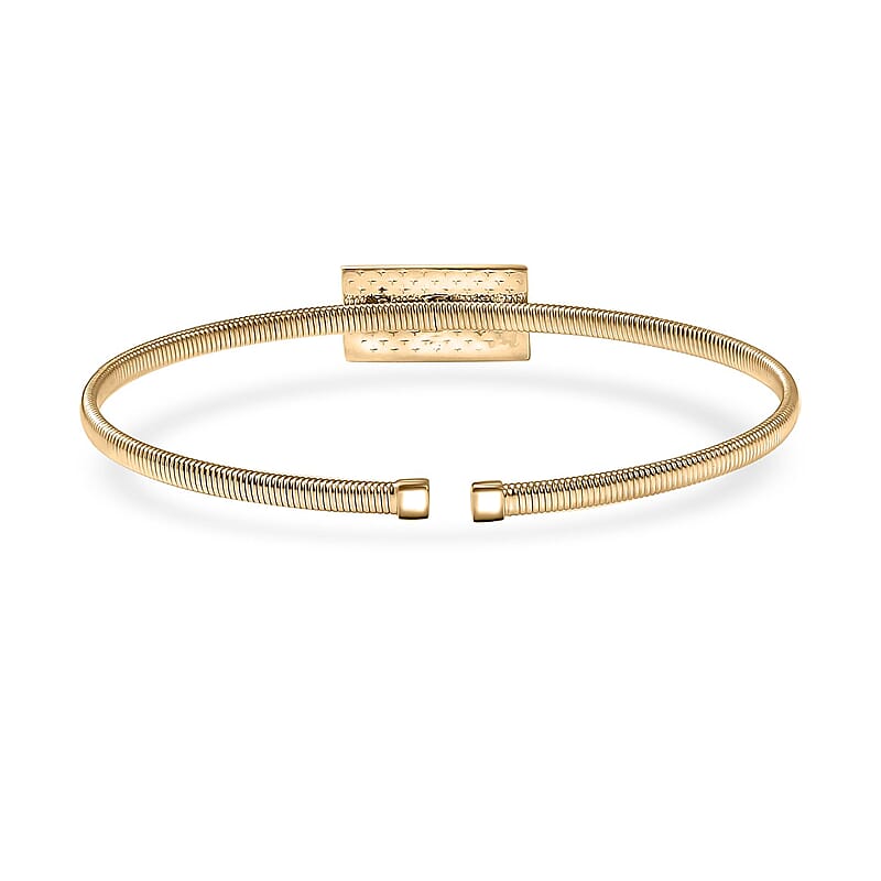 Luxoro Bar Bangle Bracelet in 10K Yellow Gold (7.25 In) 5.87g Included 2.49grams Titanium Weight