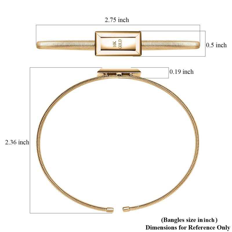 Luxoro Bar Bangle Bracelet in 10K Yellow Gold (7.25 In) 5.87g Included 2.49grams Titanium Weight
