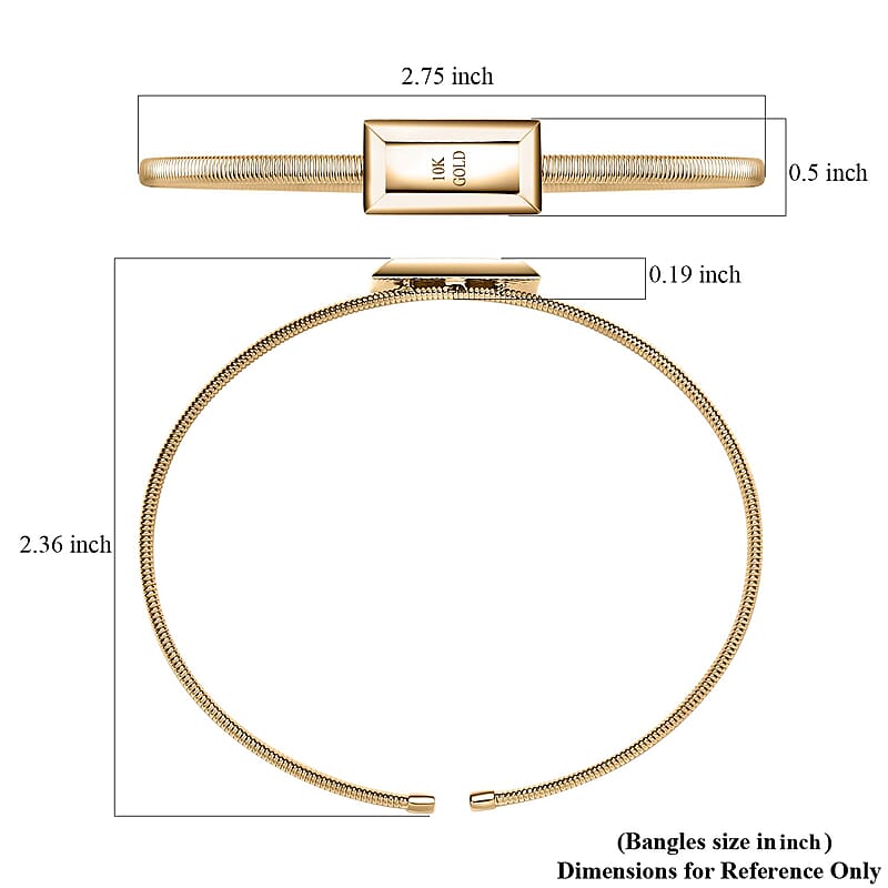 Luxoro Bar Bangle Bracelet in 10K Yellow Gold (7.25 In) 5.87g Included 2.49grams Titanium Weight