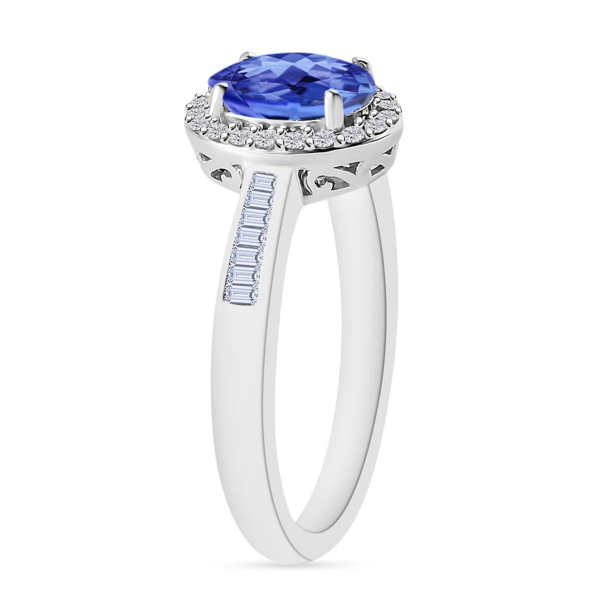 D'Joy Tanzanite and Diamond 1.65 ctw Ring in Rhodium Over Sterling Silver (Size 7.5) image number 2