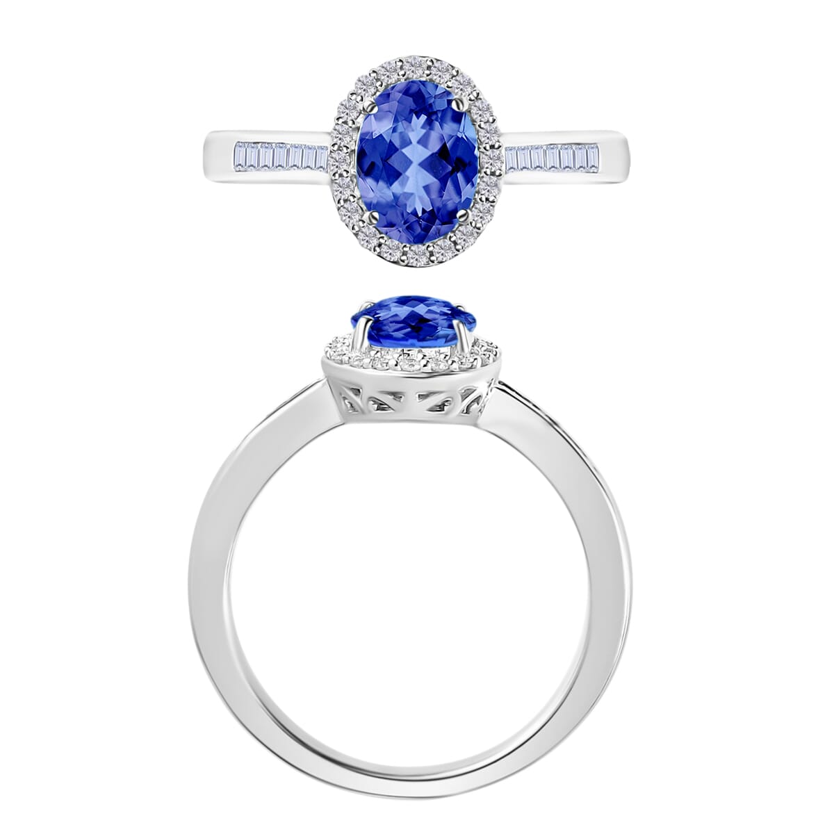 Luxoro Premium Tanzanite and G-H I2 Diamond 1.65 ctw Ring in 14K White Gold (Size 10.0) image number 3
