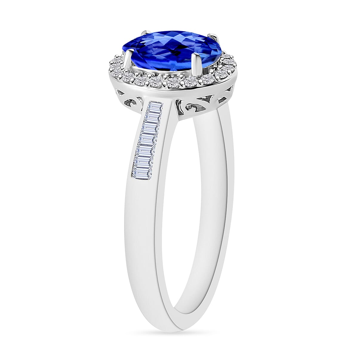 Rhapsody AAAA Tanzanite and E-F VS2 Diamond 1.65 ctw Ring in 950 Platinum (Size 11.5) (Del. in 10-12 Days) image number 2