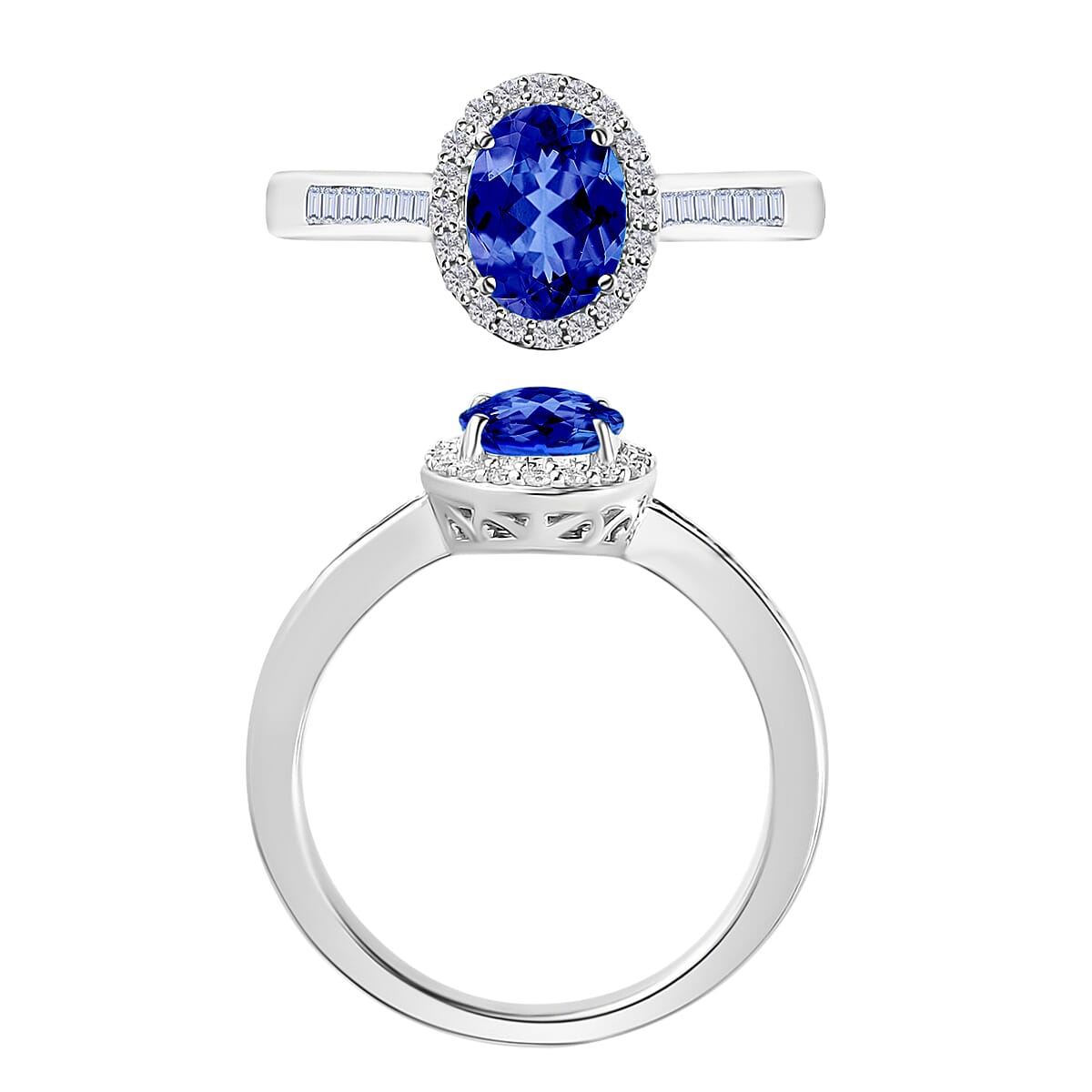 Rhapsody AAAA Tanzanite and E-F VS2 Diamond 1.65 ctw Ring in 950 Platinum (Size 11.5) (Del. in 10-12 Days) image number 3