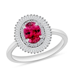 Luxoro Premium Ouro Fino Rubellite and G-H I2 Diamond 1.05 ctw Ring in 14K White Gold (Size 10.0)