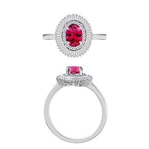 Luxoro Premium Ouro Fino Rubellite and G-H I2 Diamond 1.05 ctw Ring in 14K White Gold (Size 10.0) (Del. in 10-12 Days)