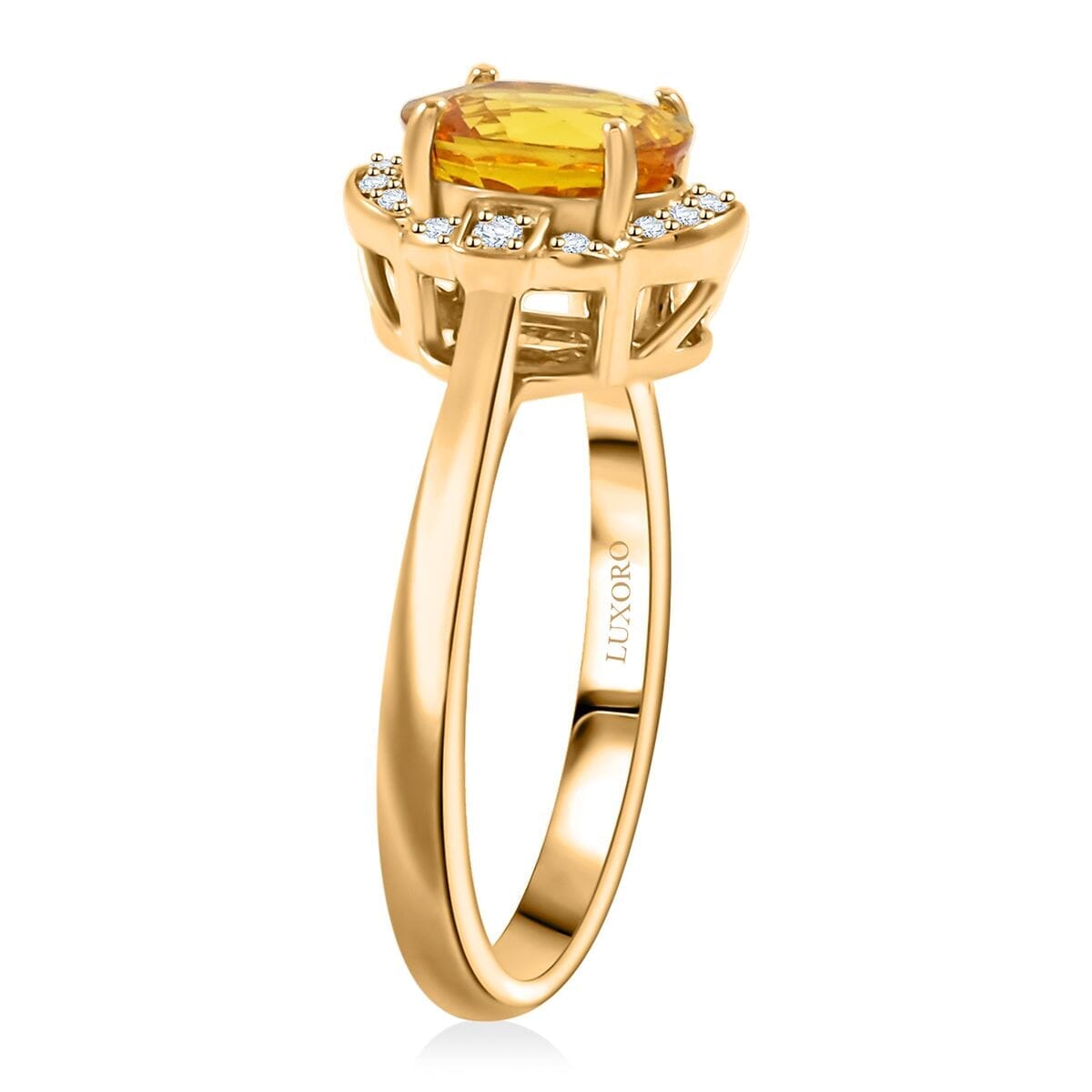 Certified & Appraised Luxoro AAA Ilakaka Yellow Sapphire and I2 Diamond 1.80 ctw Ring in 14K Yellow Gold (Size 10.0) image number 3
