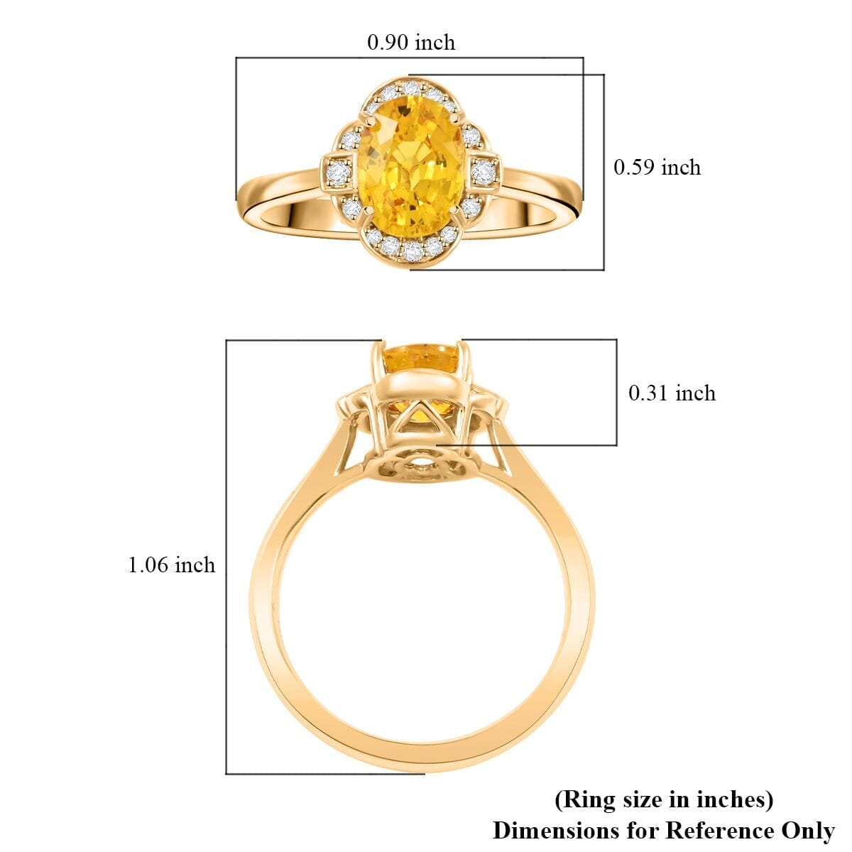 Certified & Appraised Luxoro AAA Ilakaka Yellow Sapphire and I2 Diamond 1.80 ctw Ring in 14K Yellow Gold (Size 10.0) image number 5