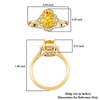 Certified & Appraised Luxoro 14K Yellow Gold AAA Madagascar Yellow Sapphire, Diamond (I2) Ring (Size 11.0) 1.80 ctw