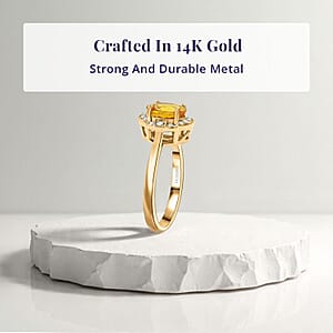 Certified & Appraised Luxoro 14K Yellow Gold AAA Madagascar Yellow Sapphire, Diamond (I2) Ring (Size 5.0) 1.80 ctw