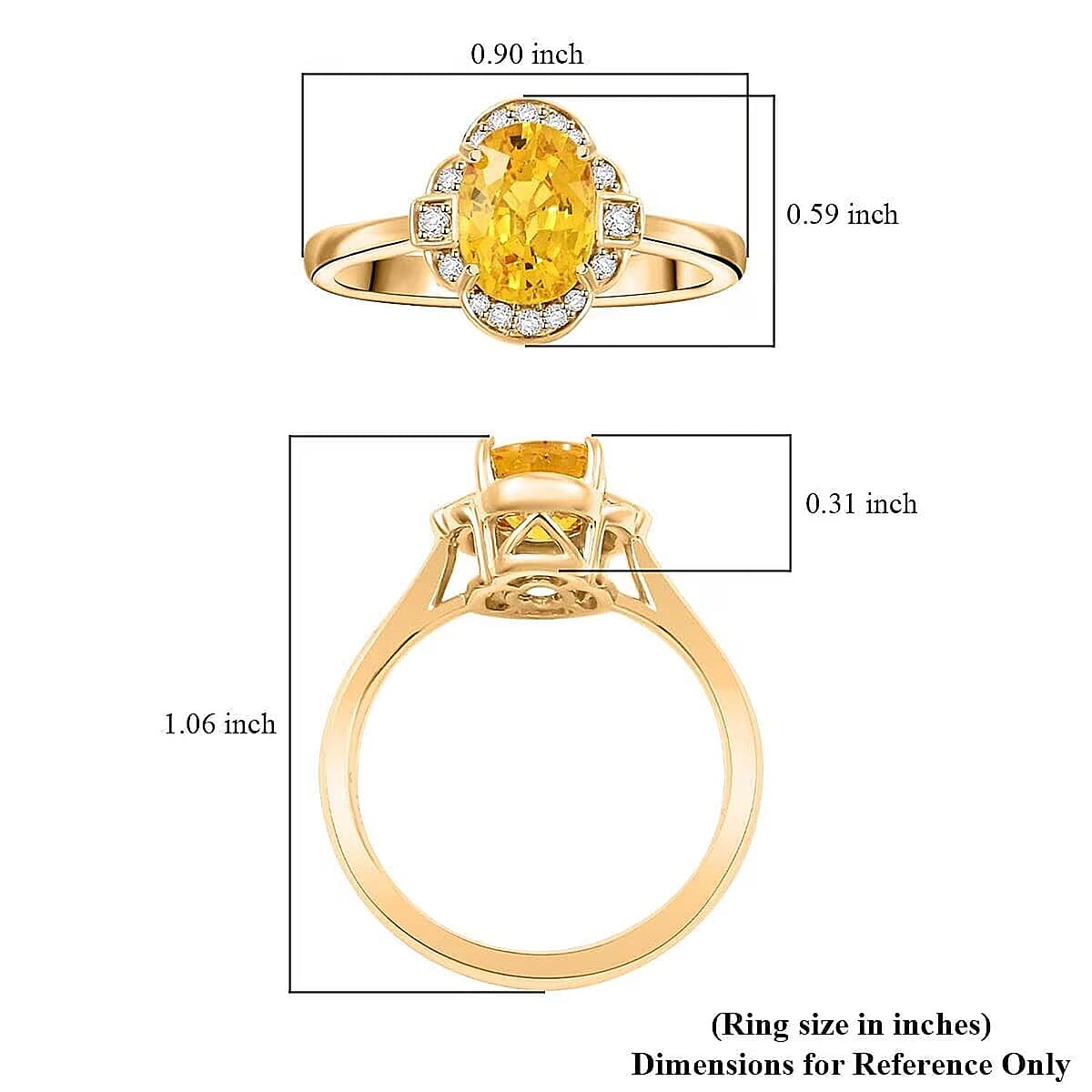 Certified & Appraised Luxoro 14K Yellow Gold AAA Madagascar Yellow Sapphire, Diamond (I2) Ring (Size 5.5) 1.80 ctw image number 5