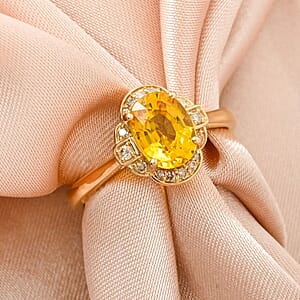 Luxoro 14K Yellow Gold AAA Madagascar Yellow Sapphire, Diamond (I2) Ring (Size 6.5) 1.80 ctw