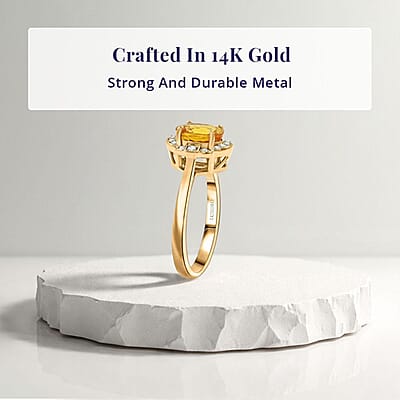 Certified & Appraised Luxoro AAA Ilakaka Yellow Sapphire and I2 Diamond 1.80 ctw Ring in 14K Yellow Gold (Size 7.0)