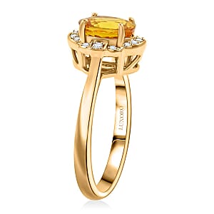 Certified & Appraised Luxoro AAA Ilakaka Yellow Sapphire and I2 Diamond 1.80 ctw Ring in 14K Yellow Gold (Size 8.0)