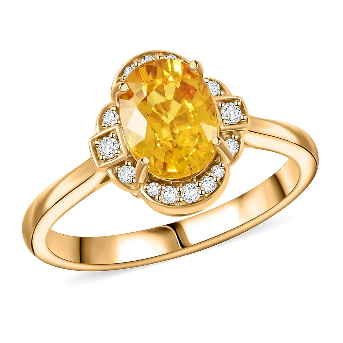 Luxoro 14K Yellow Gold AAA Madagascar Yellow Sapphire, Diamond (I2) Ring (Size 9.5) 1.80 ctw image number 0