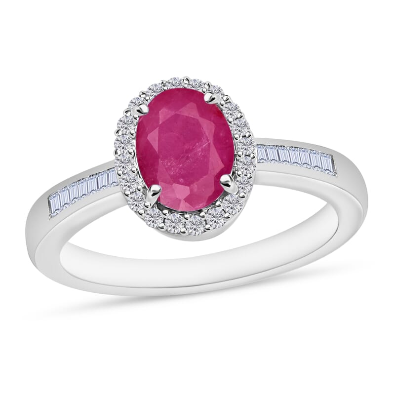Luxoro Premium Mozambique Ruby and G-H I2 Diamond 1.90 ctw Ring in 14K White Gold (Size 10.0) 5.5 Grams