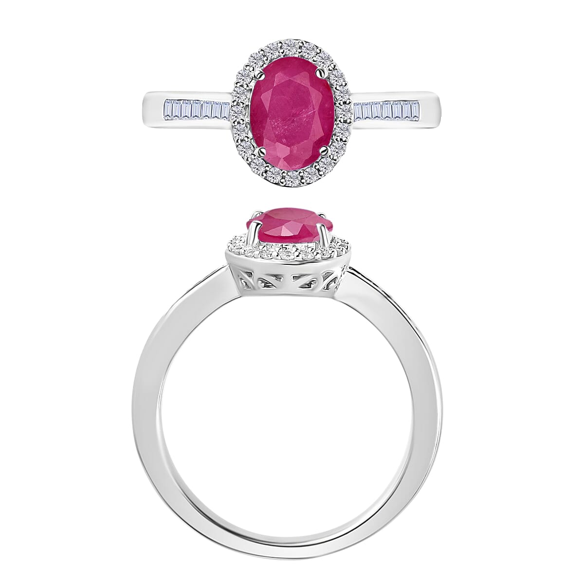 Luxoro Premium Mozambique Ruby and G-H I2 Diamond 1.90 ctw Ring in 14K White Gold (Size 10.0) image number 3