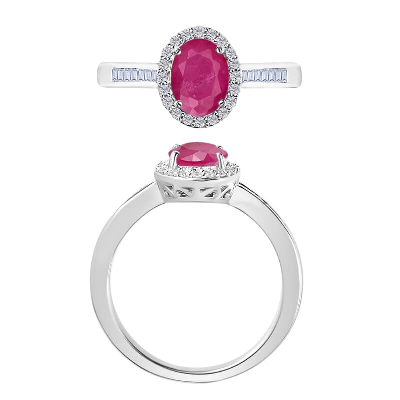 Luxoro Premium Mozambique Ruby and G-H I2 Diamond 1.90 ctw Ring in 14K White Gold (Size 10.0) 5.5 Grams