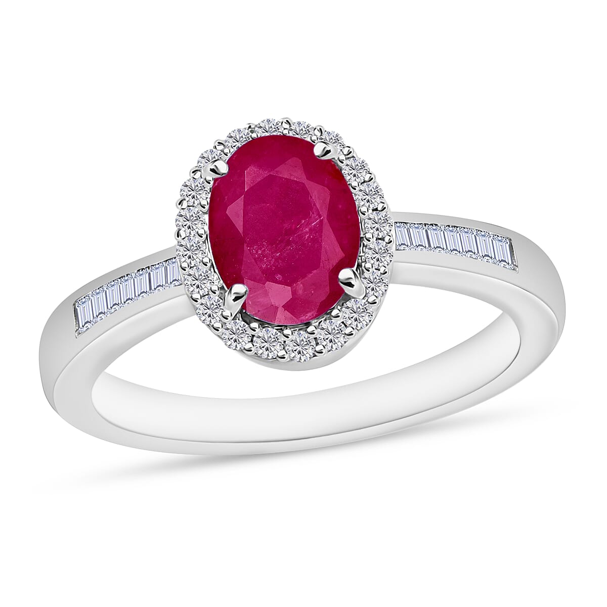 Rhapsody AAAA Mozambique Ruby and E-F VS2 Diamond 1.90 ctw Ring in 950 Platinum (Size 10.0) image number 0
