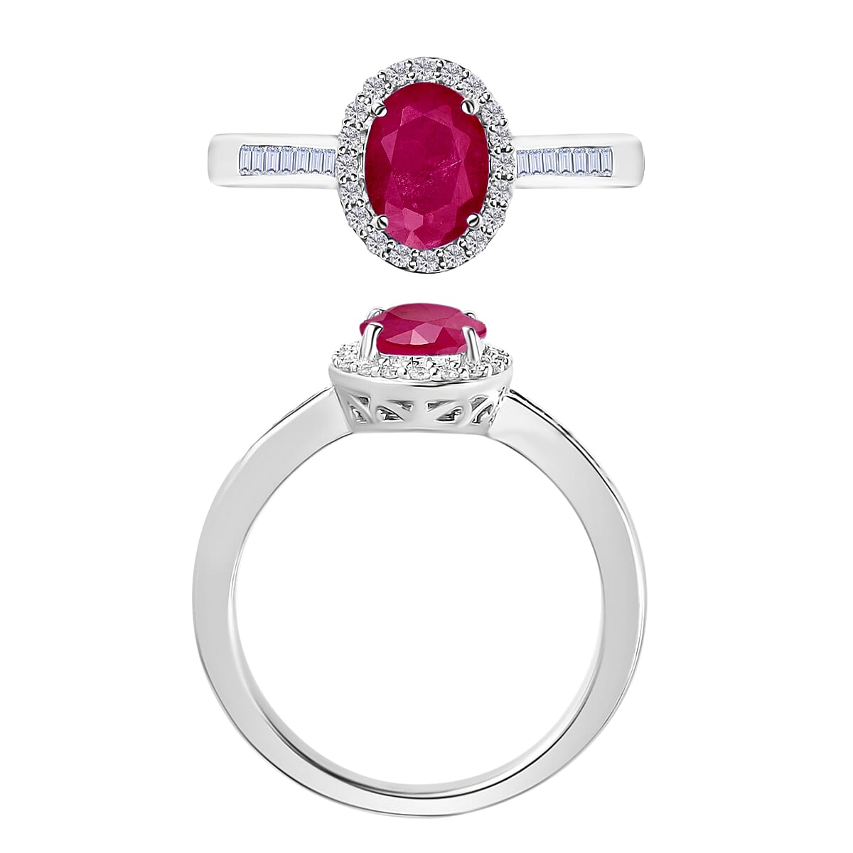 Rhapsody AAAA Mozambique Ruby and E-F VS2 Diamond 1.90 ctw Ring in 950 Platinum (Size 10.0) image number 3