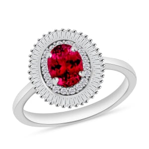 Rhapsody AAAA Ouro Fino Rubellite and E-F VS2 Diamond 1.05 ctw Ring in 950 Platinum (Size 10.0) 4.50 Grams