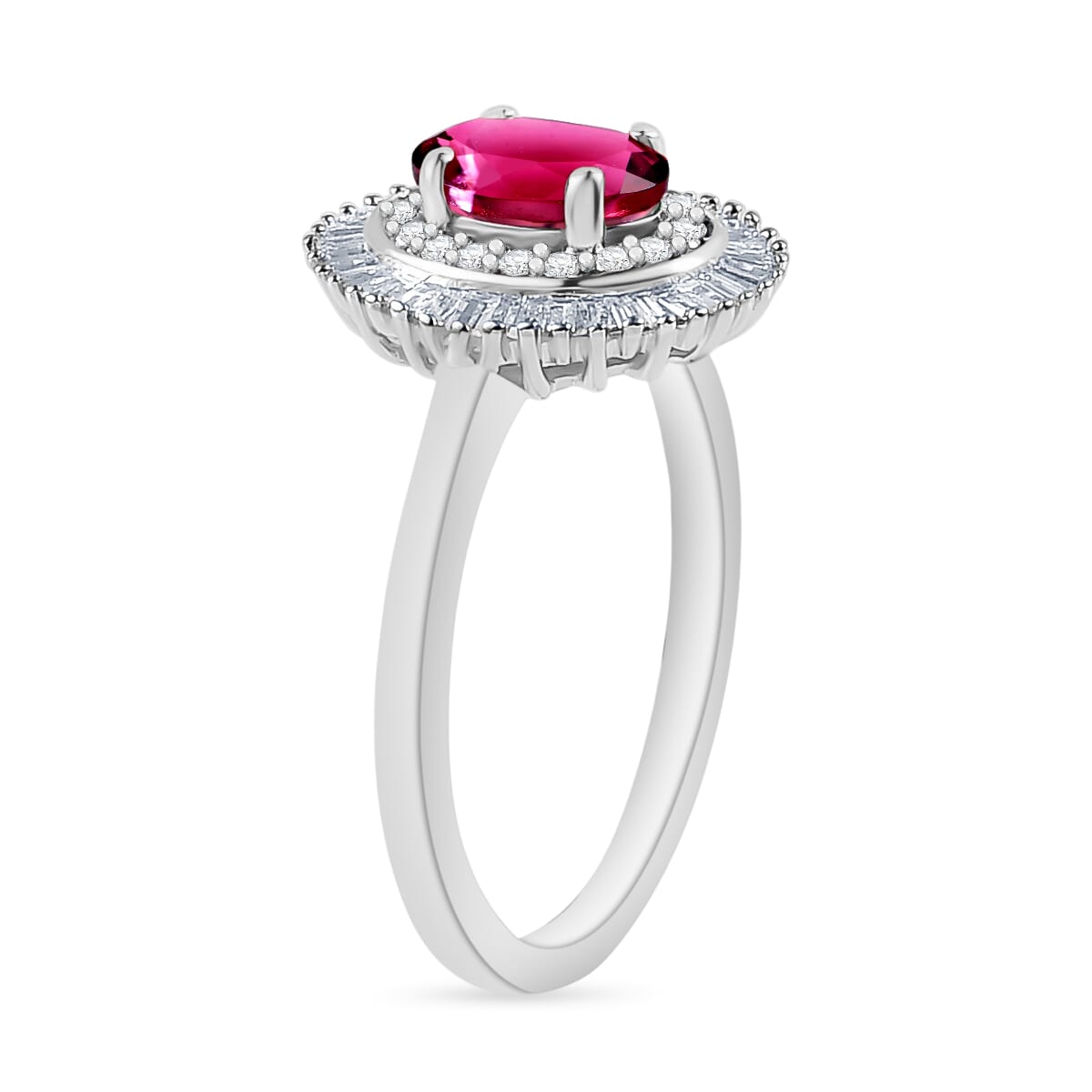 Rhapsody AAAA Ouro Fino Rubellite and E-F VS2 Diamond 1.05 ctw Ring in 950 Platinum (Size 10.0) 4.50 Grams image number 2