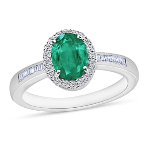 Luxoro Premium Kagem Zambian Emerald and White Diamond 1.50 ctw Ring in 14K White Gold (Size 10.0)